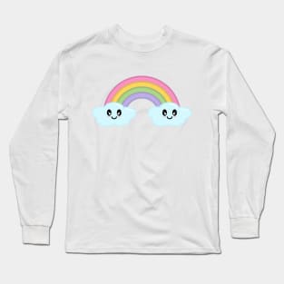 Kawaii Cute Happy Rainbow and Clouds Long Sleeve T-Shirt